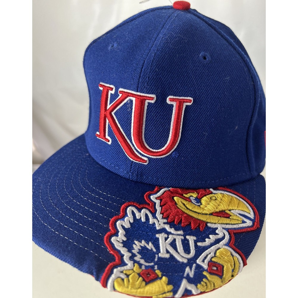 Kansas Jayhawks KU Hat Cap 59FIFTY Big Hawk Logo Sewn Sz 7 3/8 Fitted NCAA